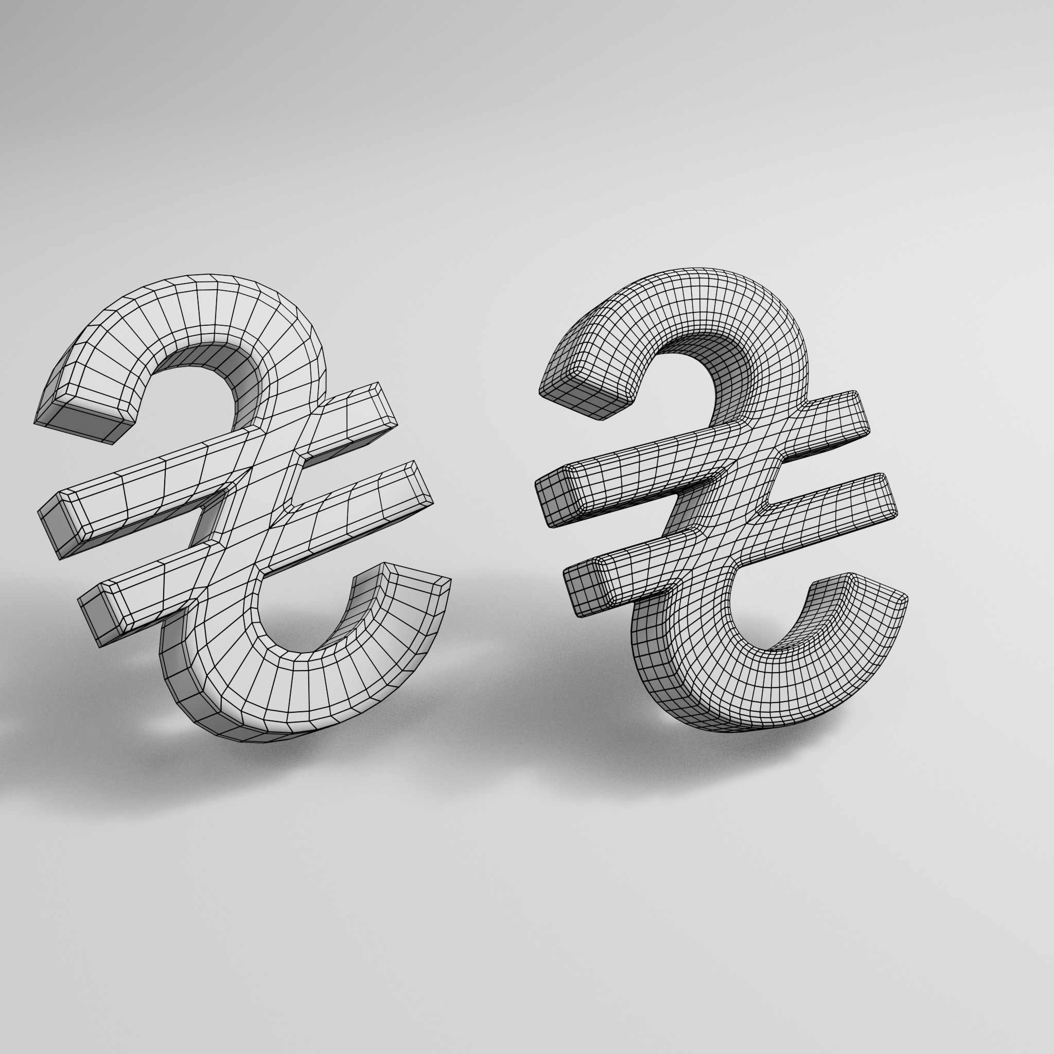 Hryvnia Currency Symbol 3D model_6