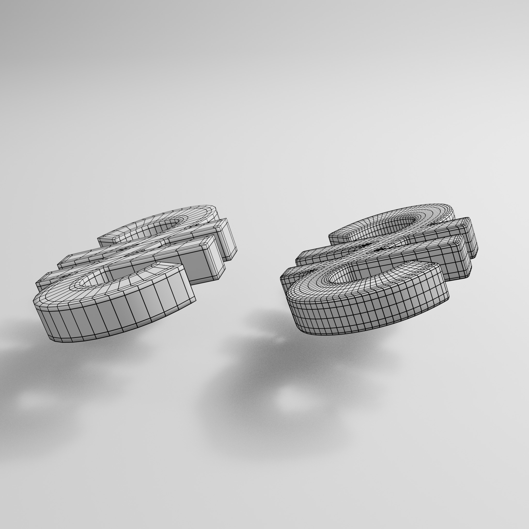 Hryvnia Currency Symbol 3D model_7