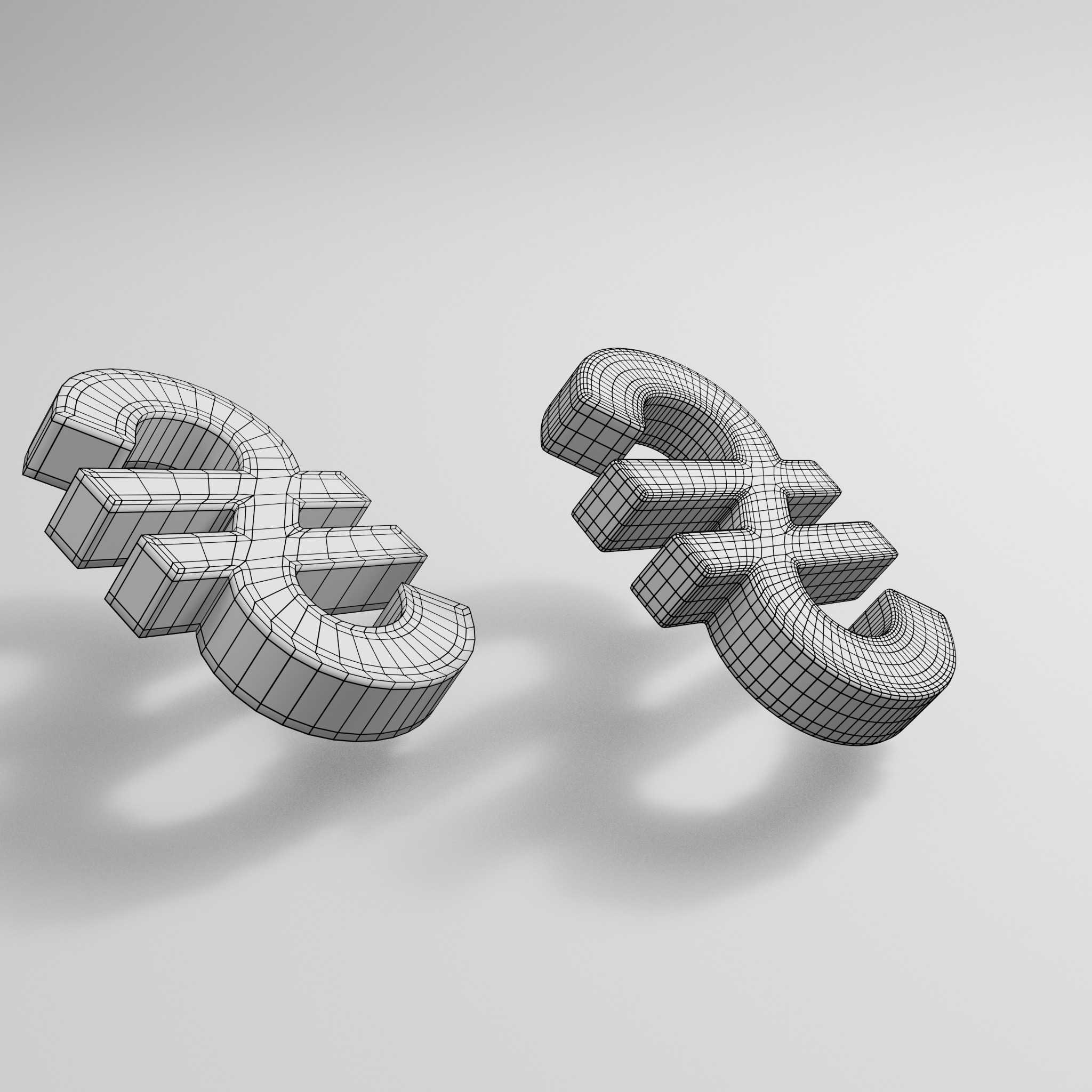 Hryvnia Currency Symbol 3D model_8