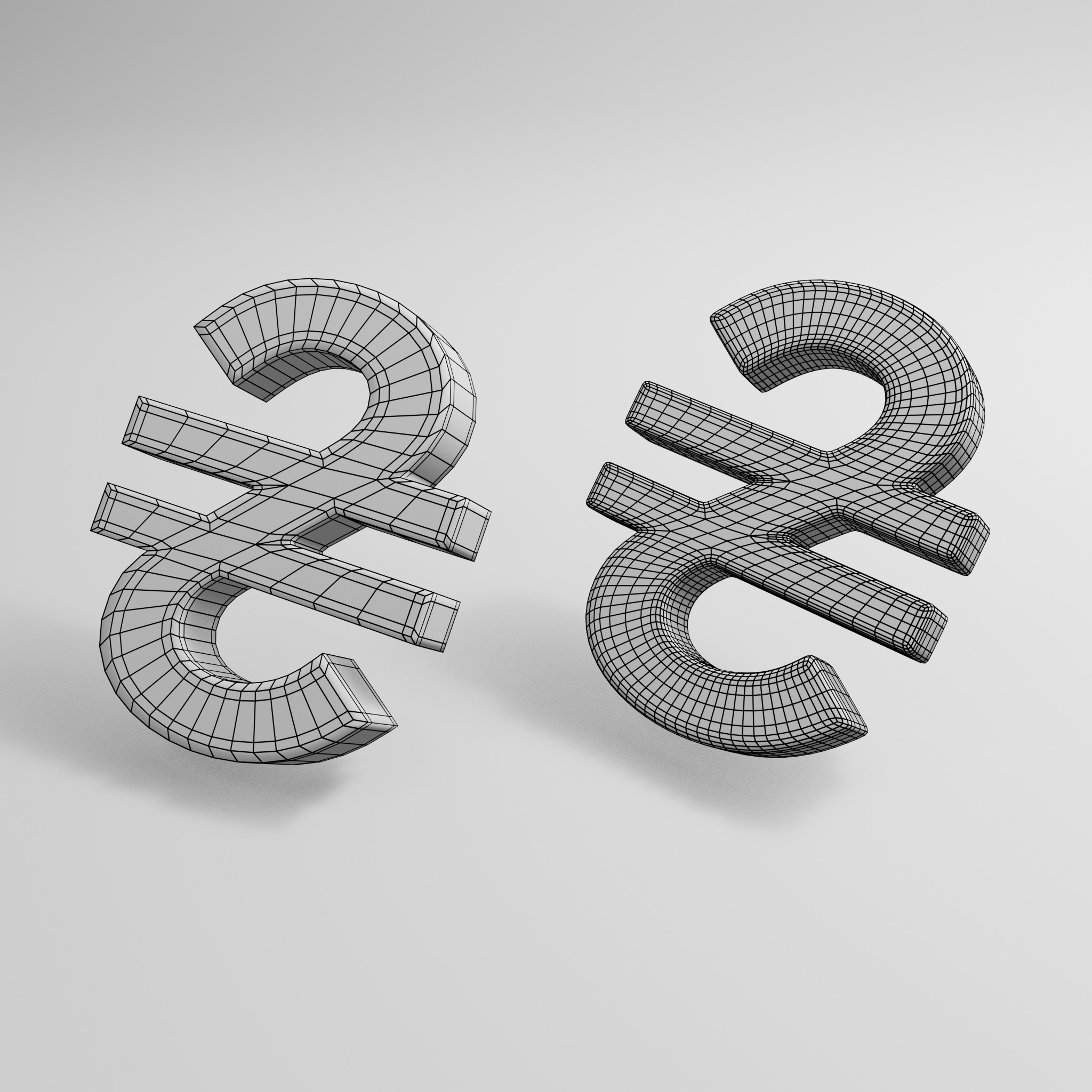 Hryvnia Currency Symbol 3D model_5