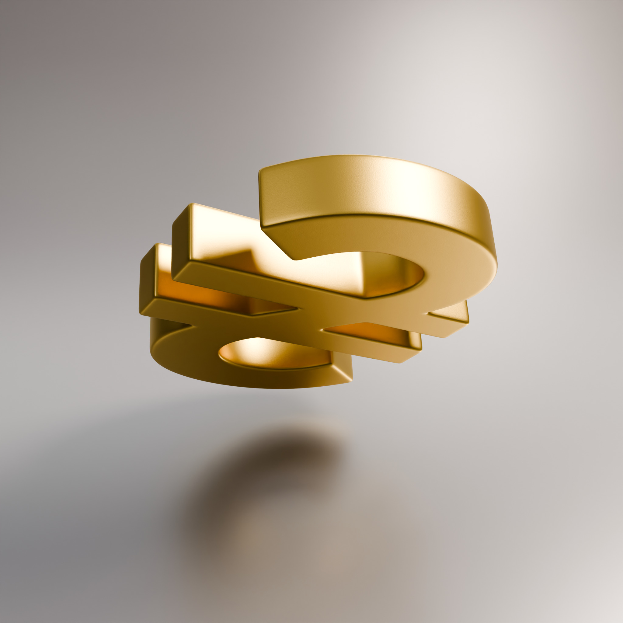 Hryvnia Currency Symbol 3D model_4