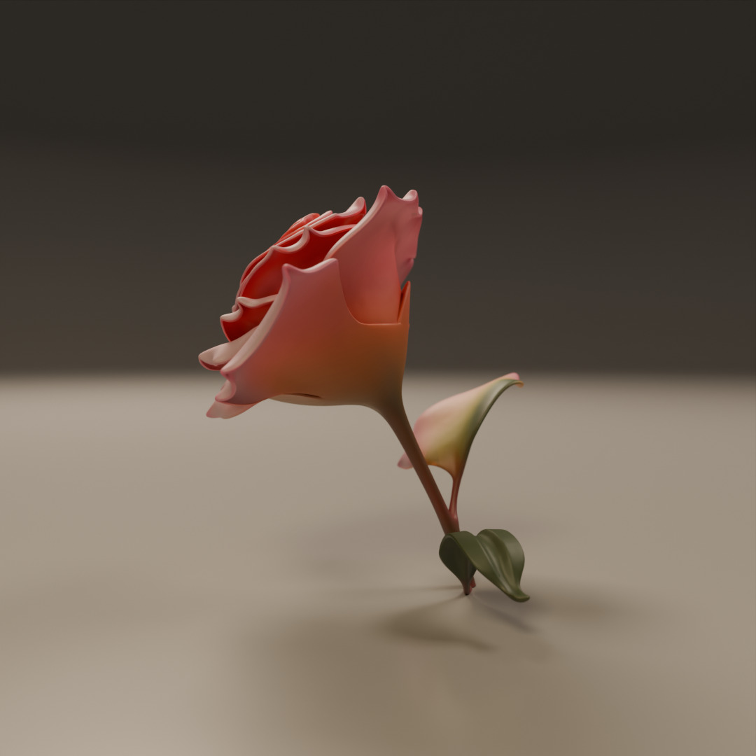 Rose flower 3D print model_10