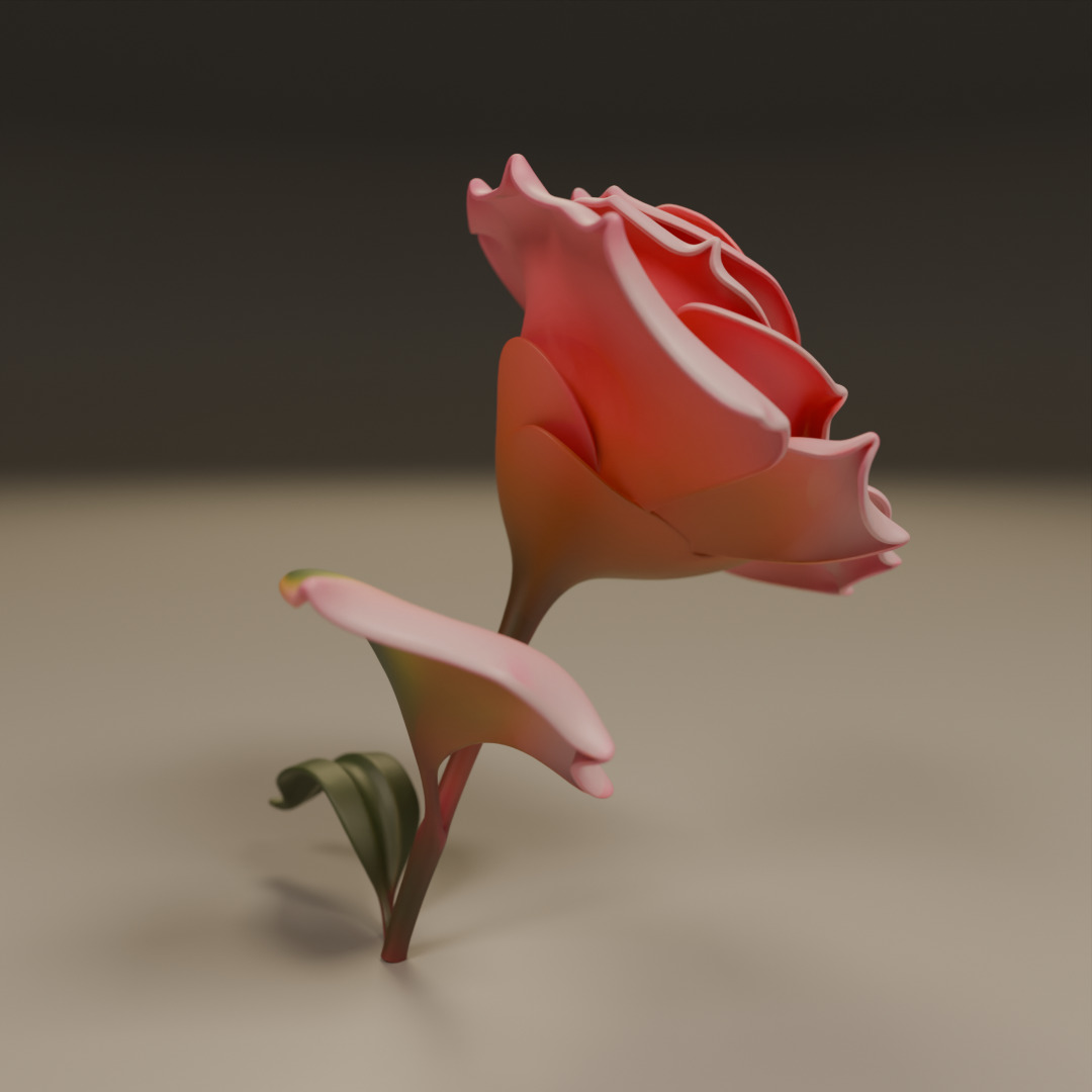 Rose flower 3D print model_9