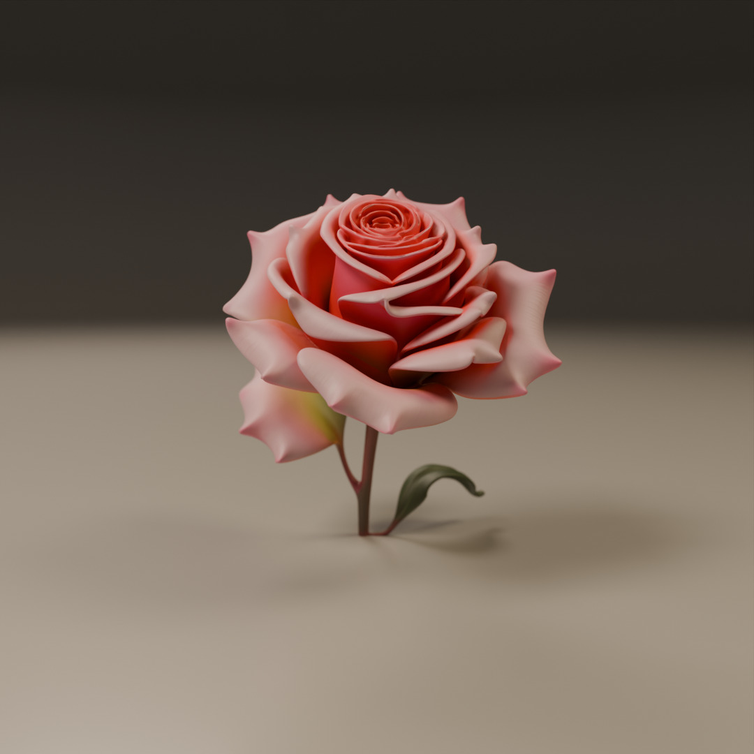 Rose flower 3D print model_16
