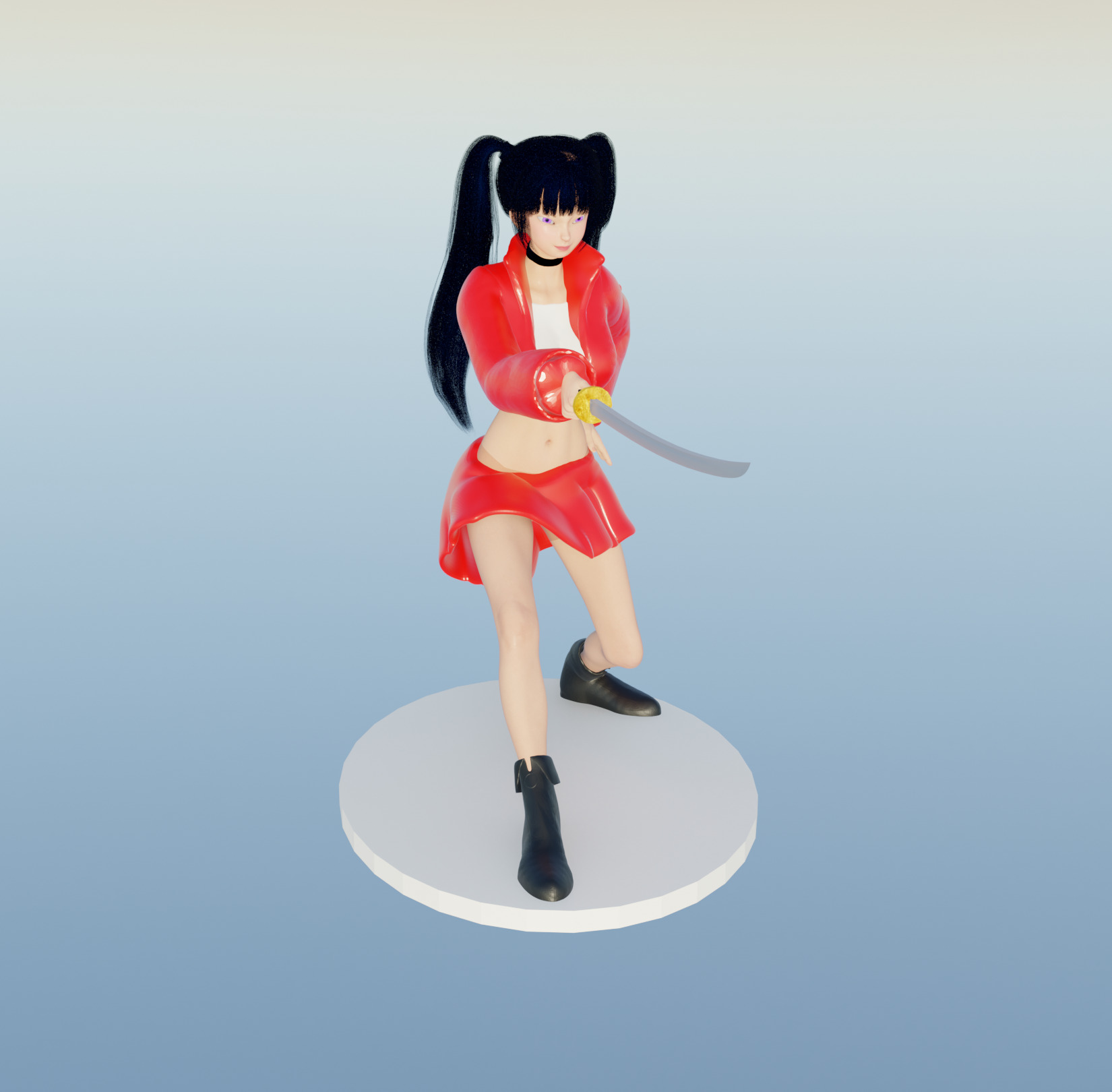 Anime Sword Fighting Girl 3D print model_4