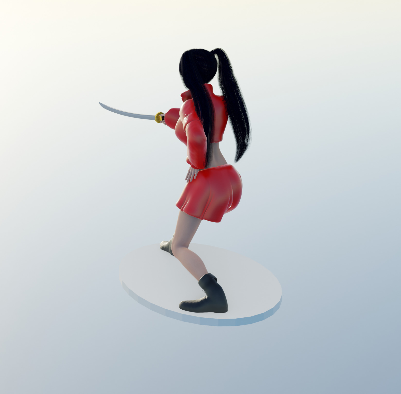 Anime Sword Fighting Girl 3D print model_3
