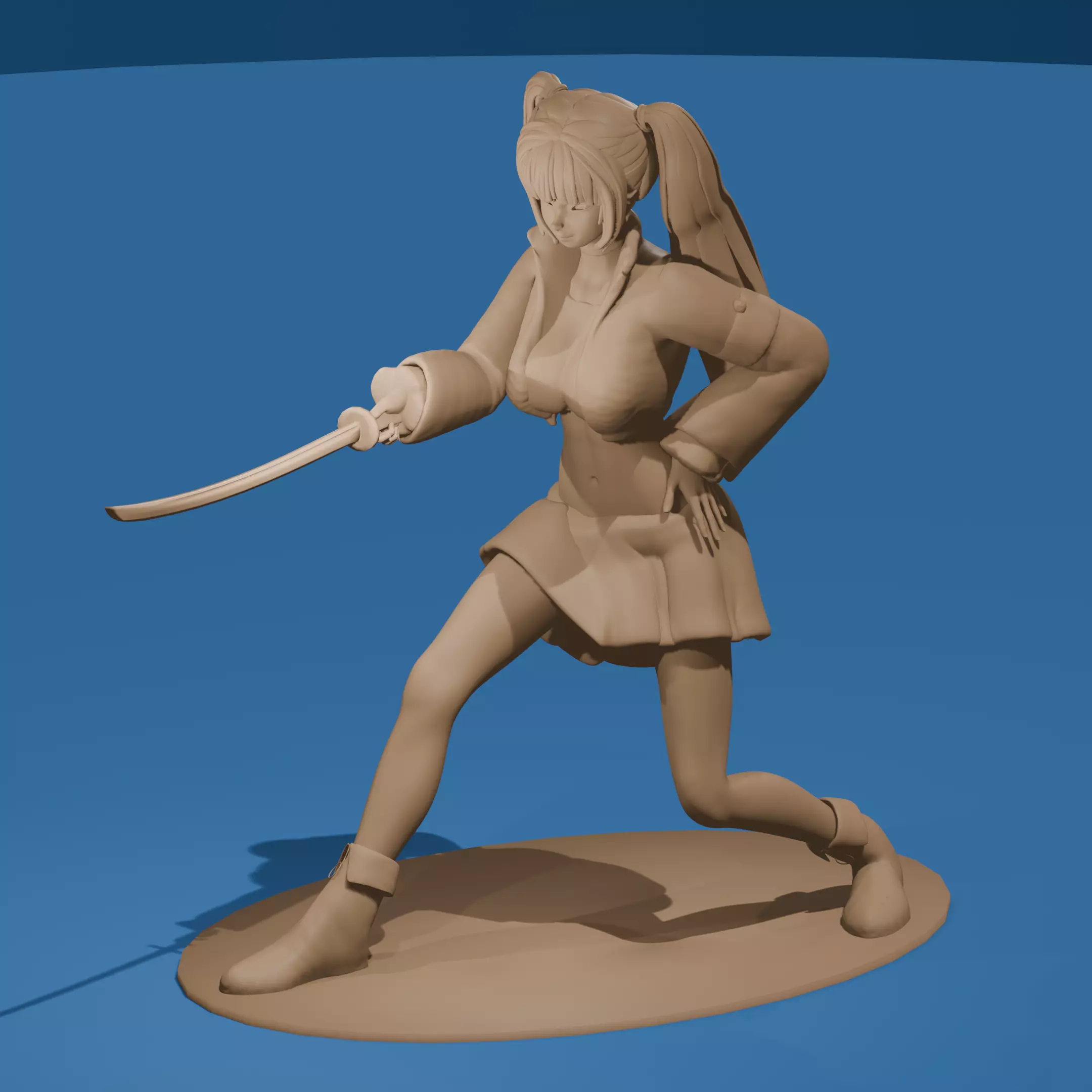 Anime Sword Fighting Girl 3D print model_0