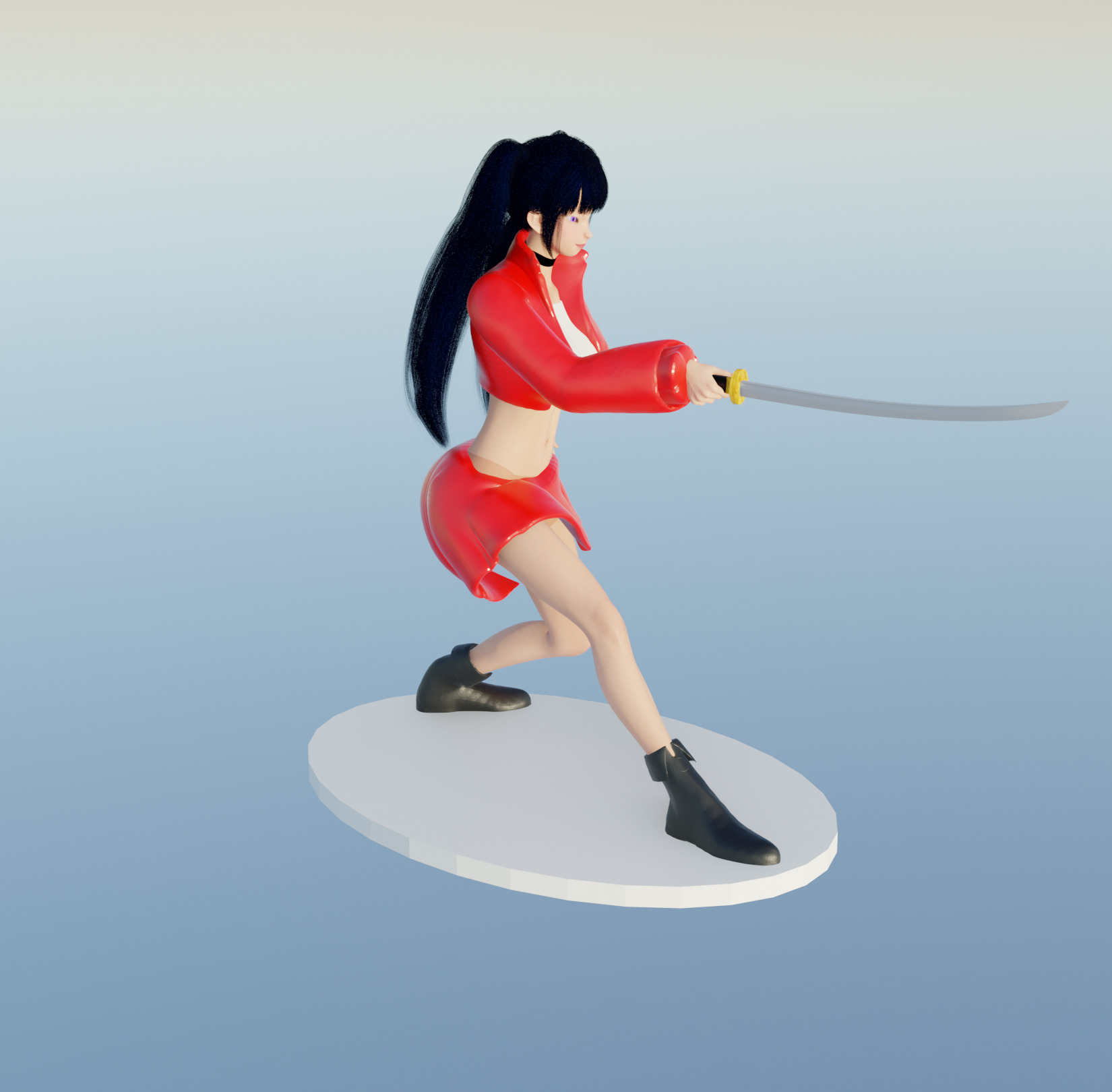 Anime Sword Fighting Girl 3D print model_6