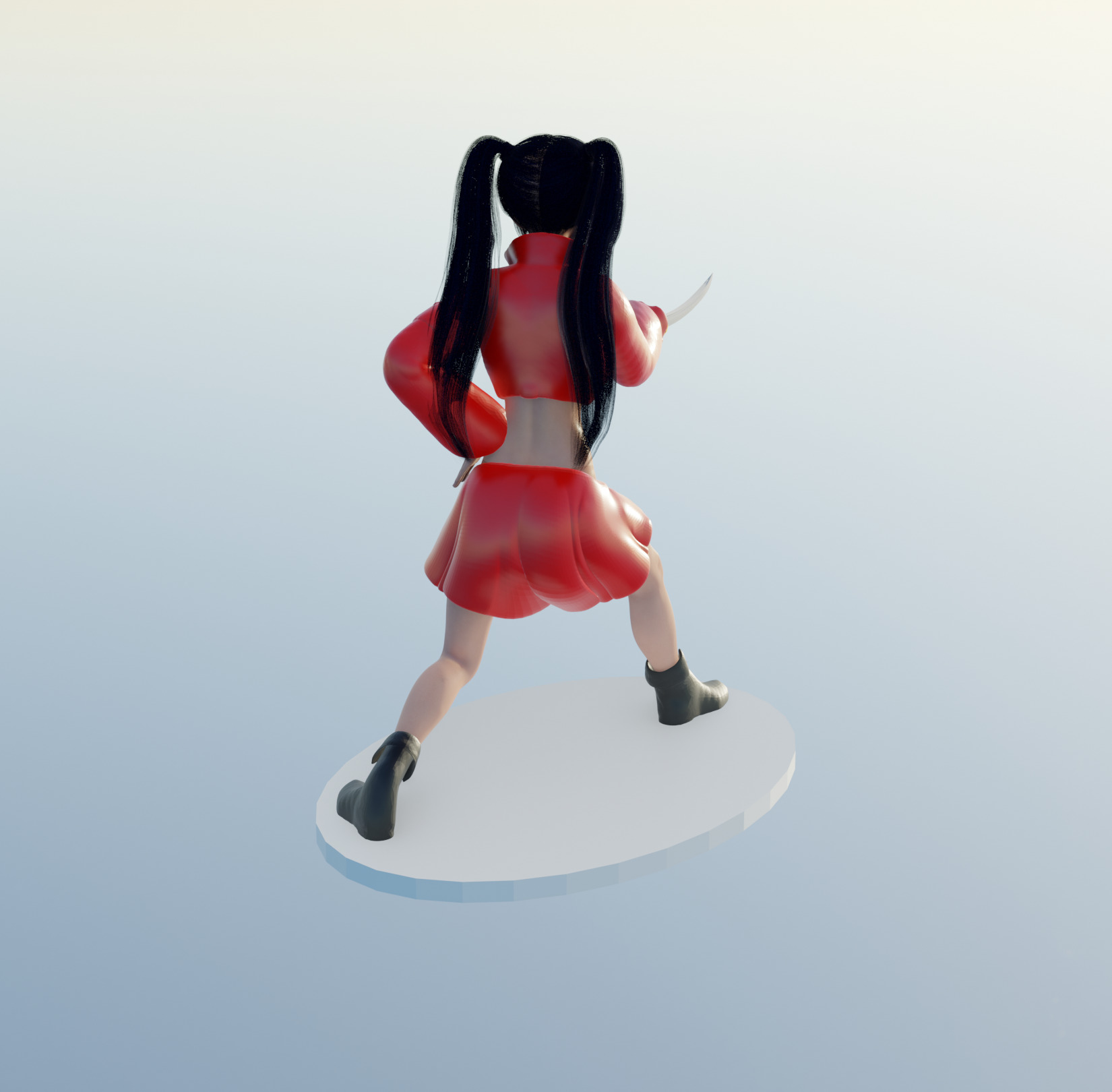 Anime Sword Fighting Girl 3D print model_5