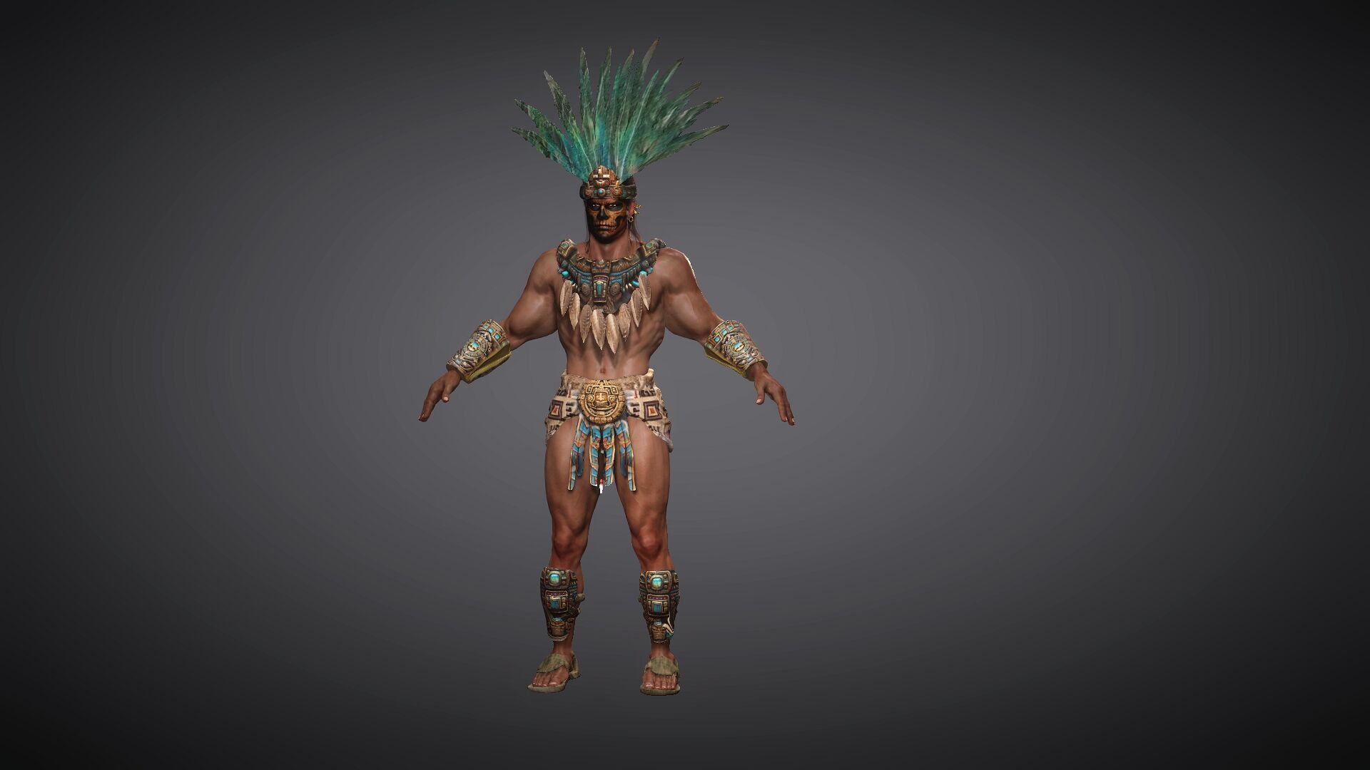 The Aztec Warrior Low-poly 3D model_1