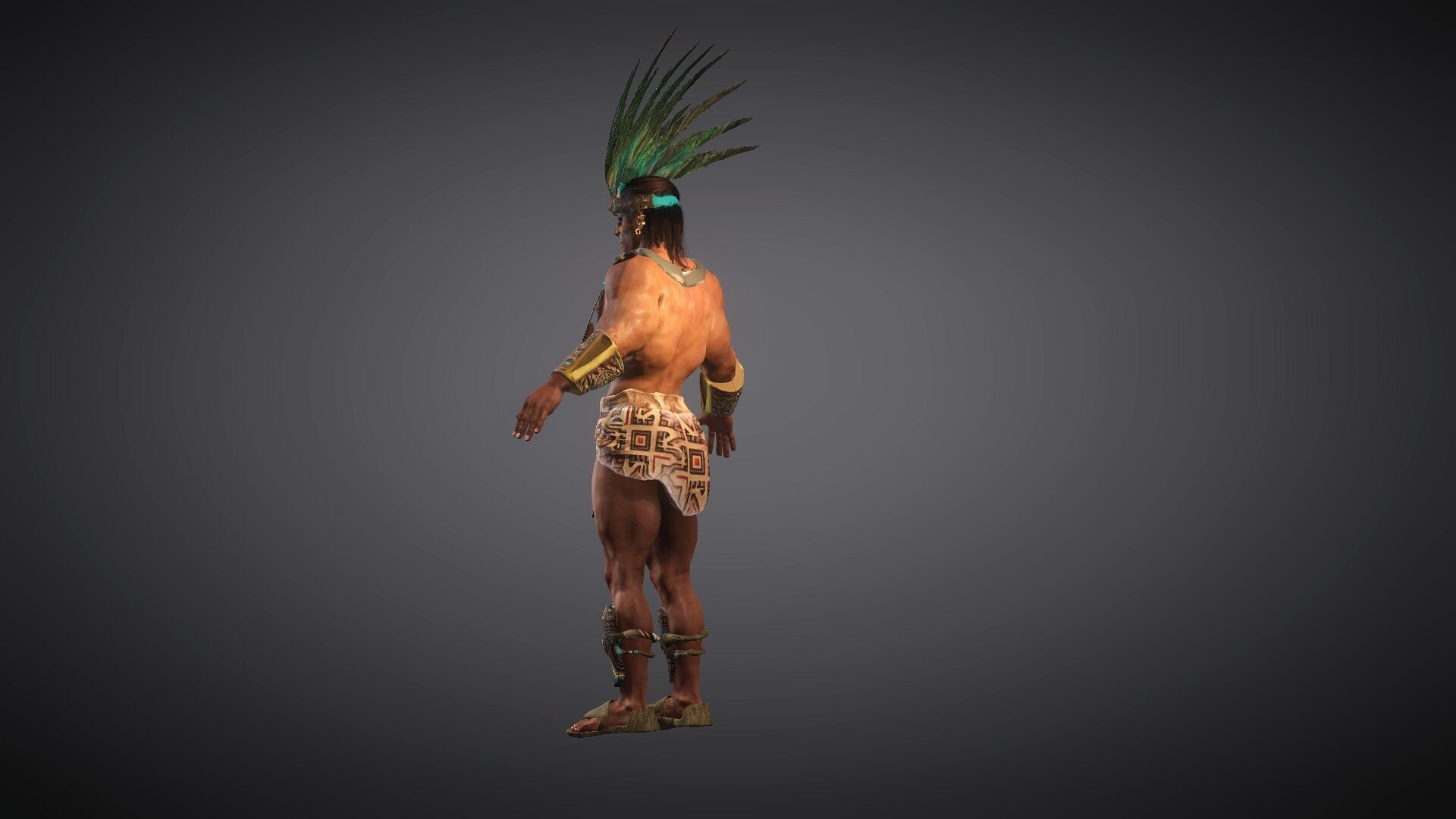 The Aztec Warrior Low-poly 3D model_3