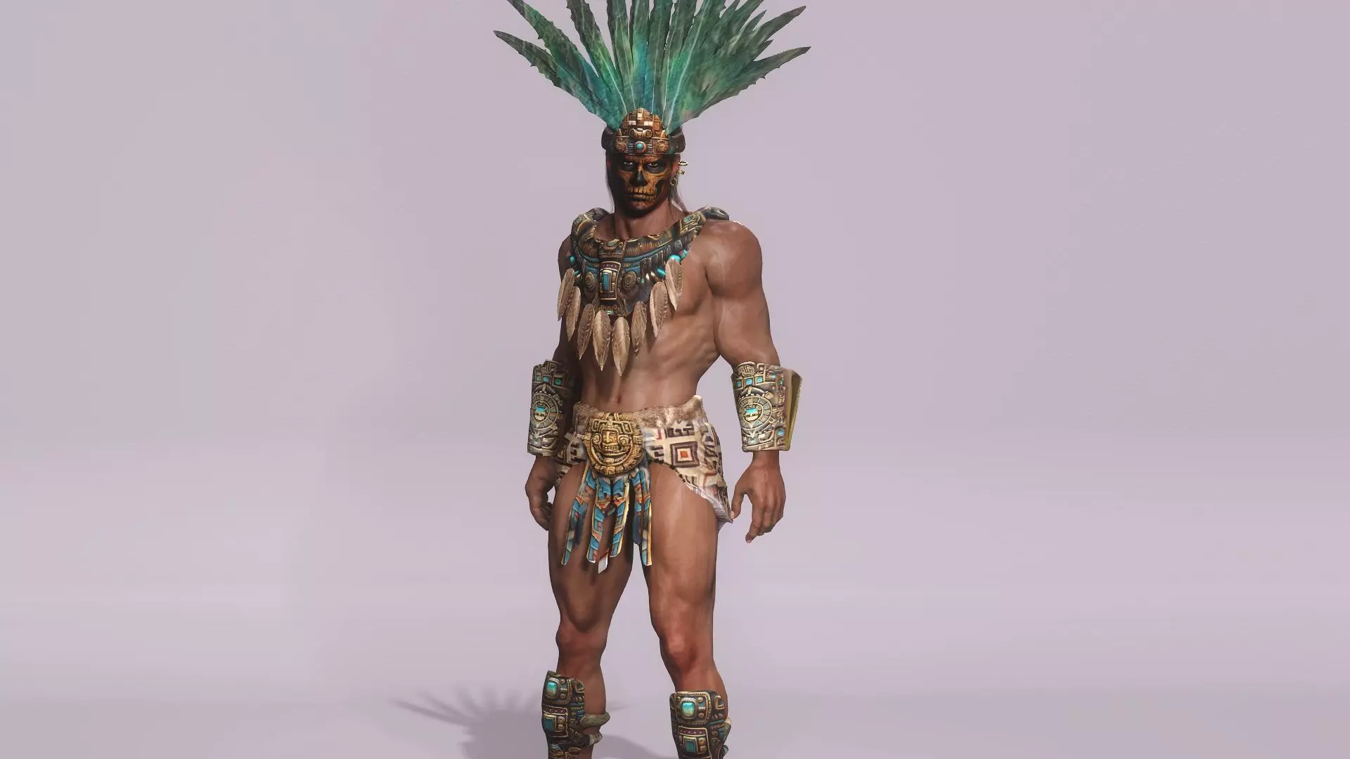 The Aztec Warrior Low-poly 3D model_0