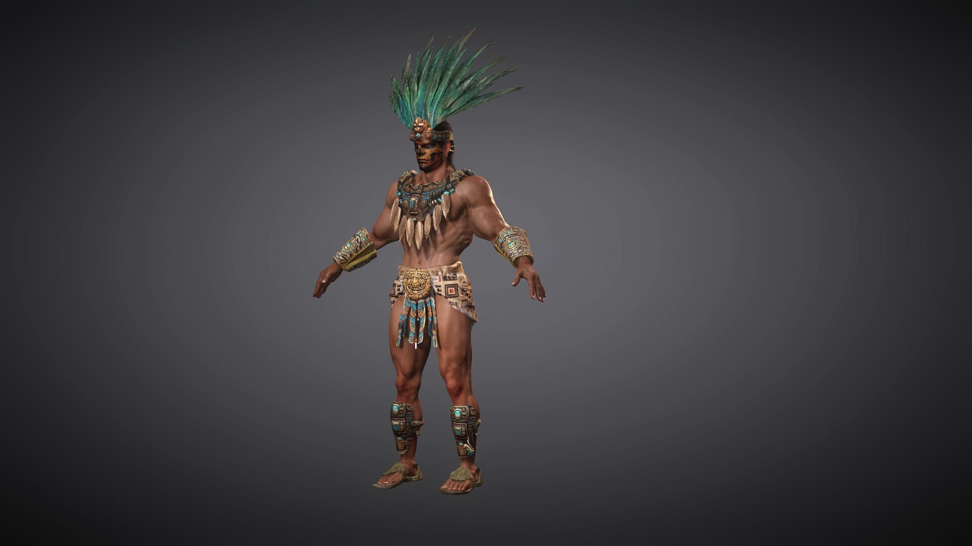 The Aztec Warrior Low-poly 3D model_2