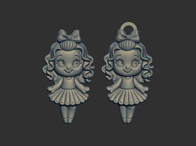 cute girl doll keychain cnc model 3D print model