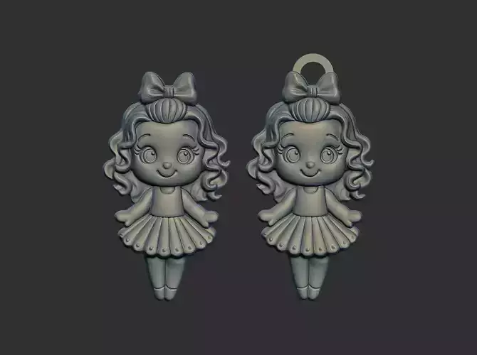 cute girl doll keychain cnc model