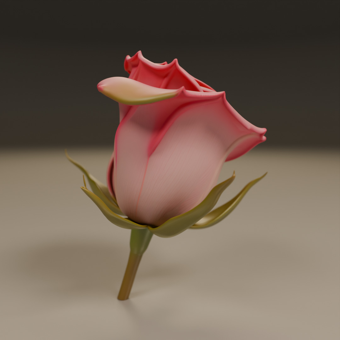 Rose flower 3D print model_9