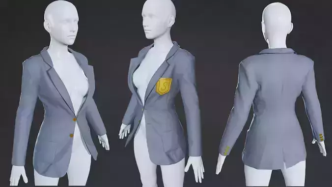 High school Jacket Low-poly 3D model
