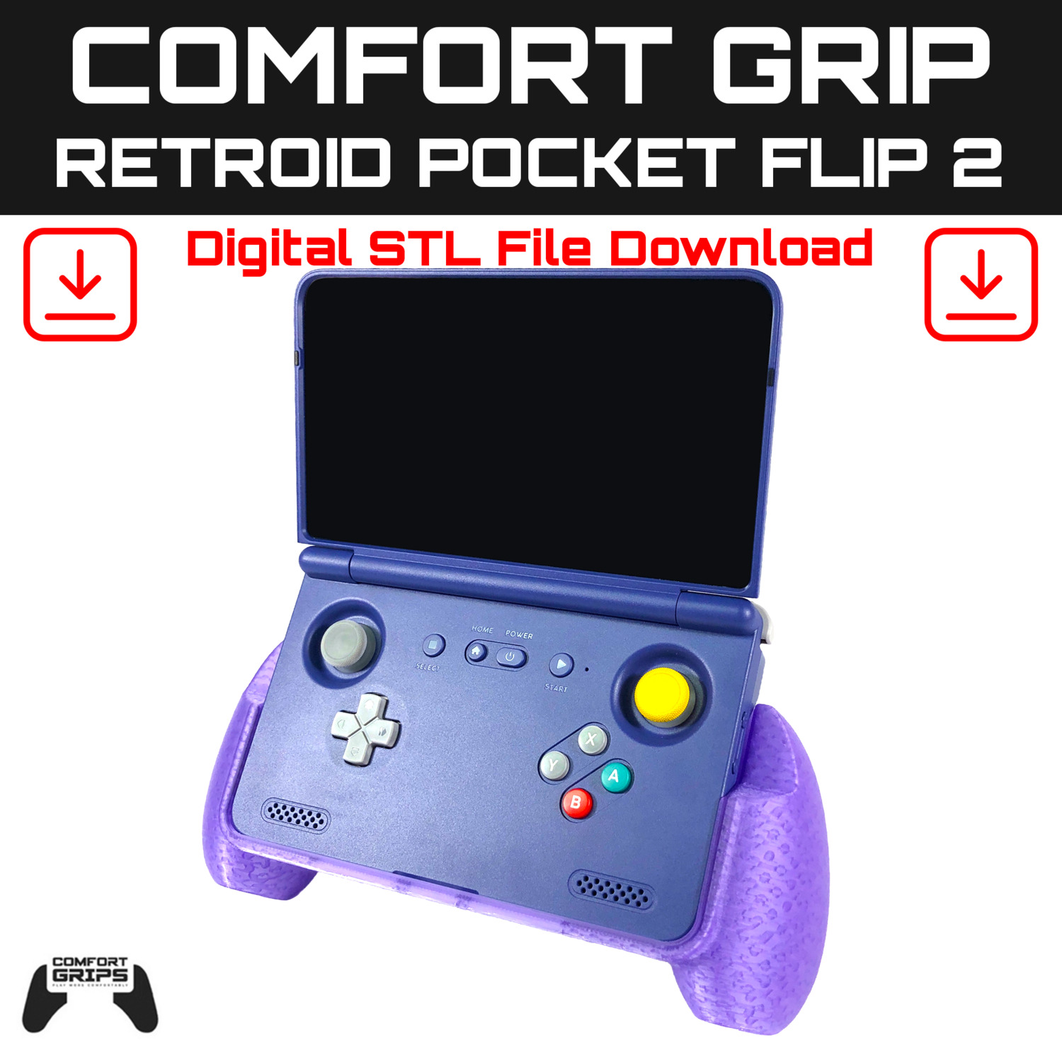 Retroid Pocket Flip 2 Comfort Grip Case 3D print model_0