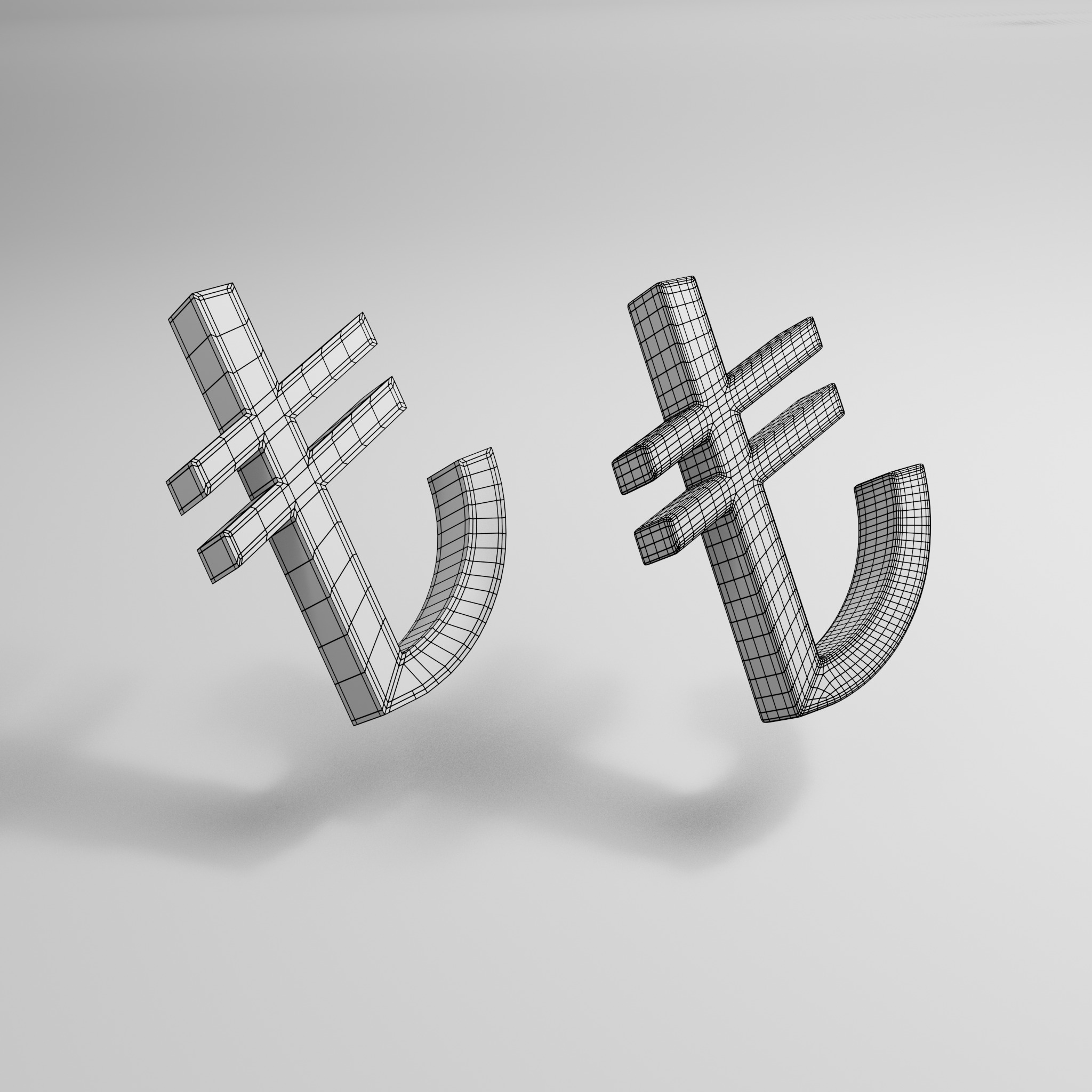 Turkish Lira Currency Symbol 3D model_6