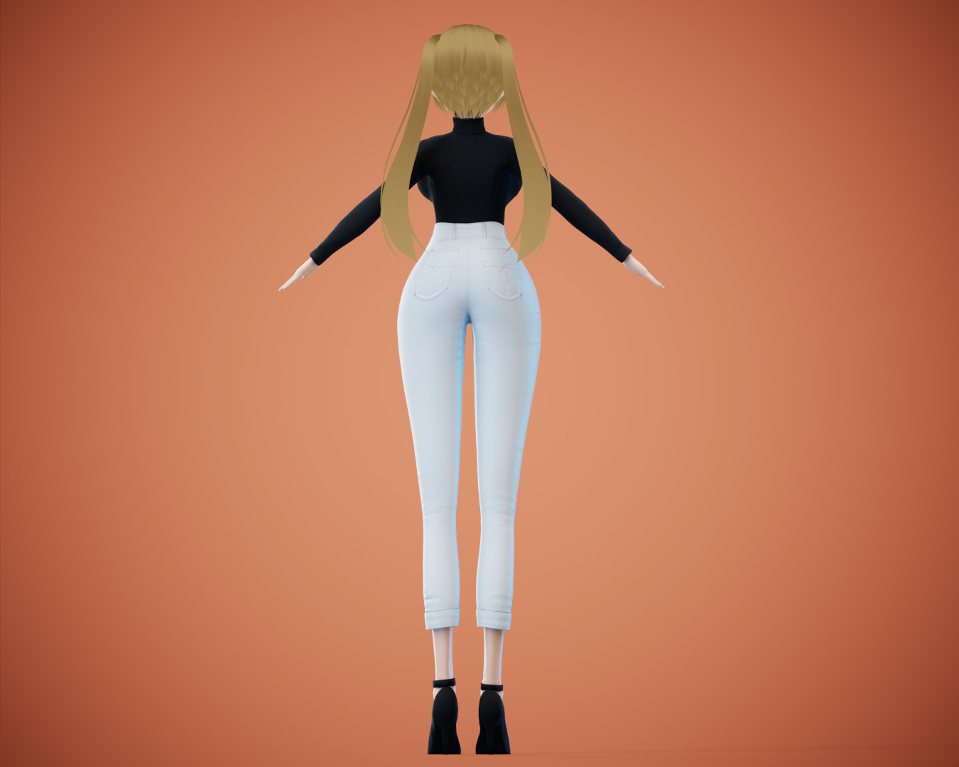 Game Sexy Anime Girl Character rigged - Yeon Low-poly 3D model_12