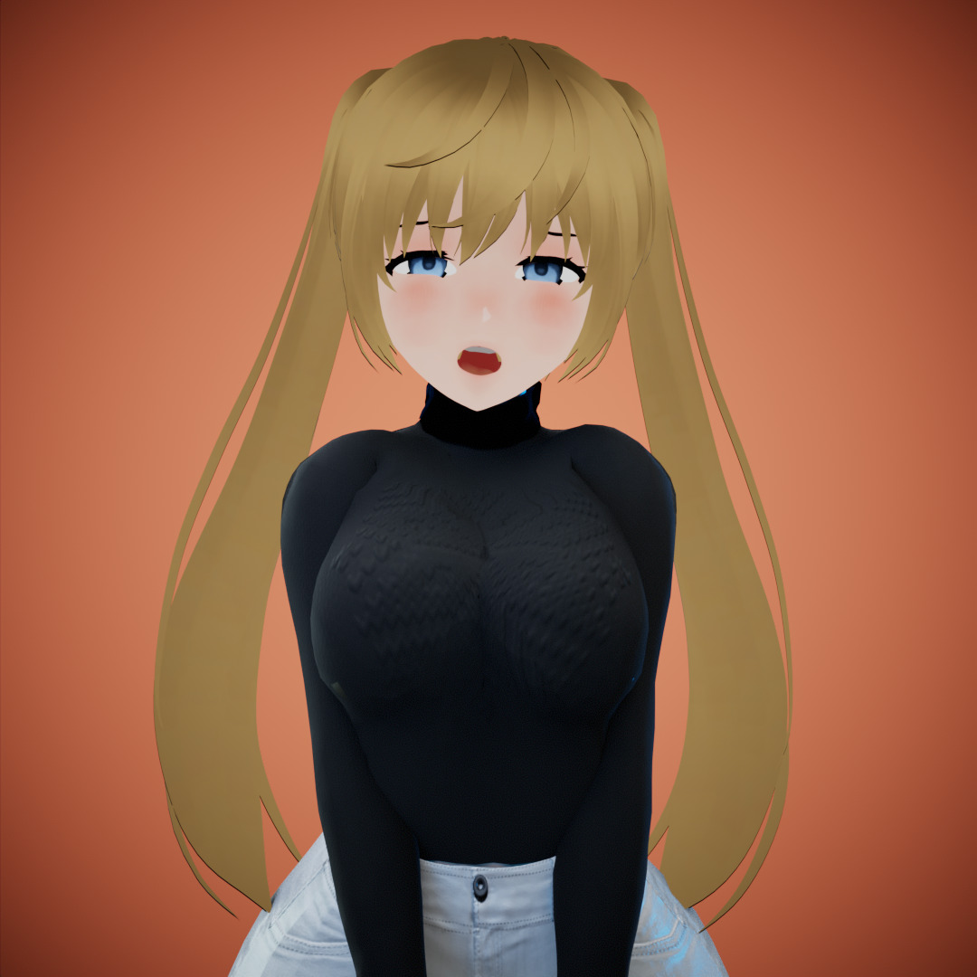 Game Sexy Anime Girl Character rigged - Yeon Low-poly 3D model_25
