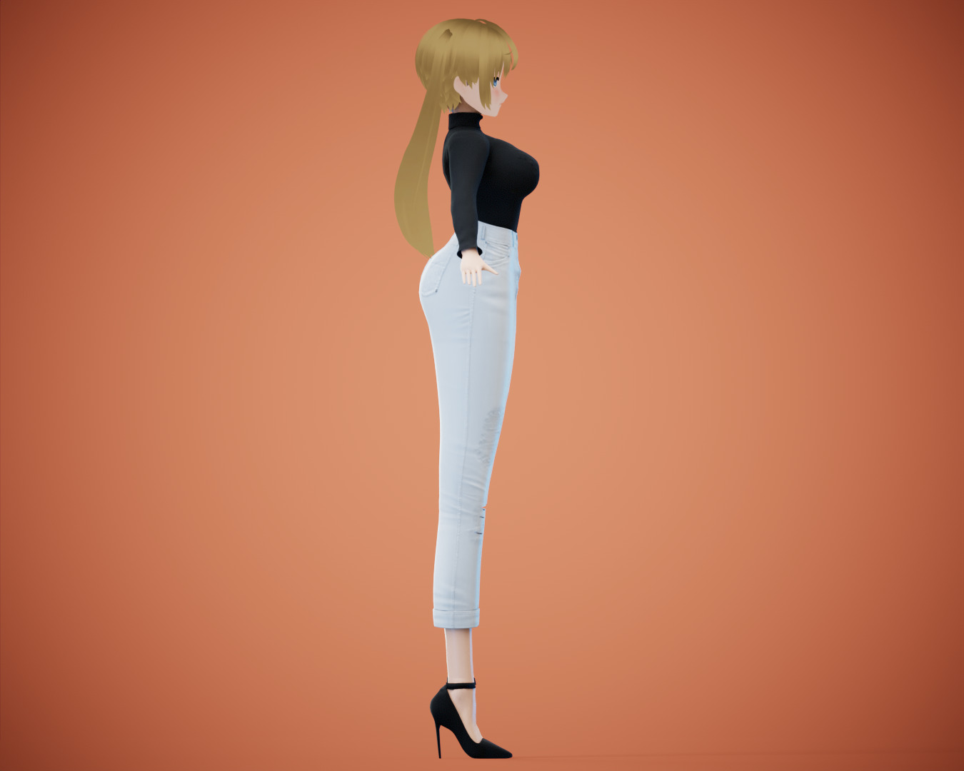 Game Sexy Anime Girl Character rigged - Yeon Low-poly 3D model_14