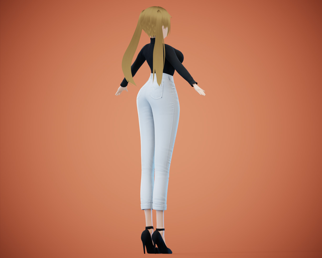 Game Sexy Anime Girl Character rigged - Yeon Low-poly 3D model_13