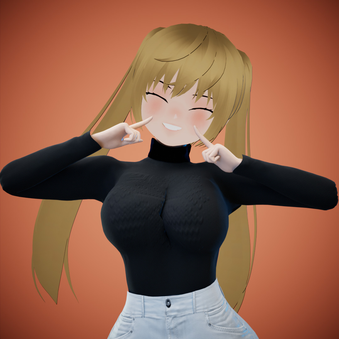 Game Sexy Anime Girl Character rigged - Yeon Low-poly 3D model_26