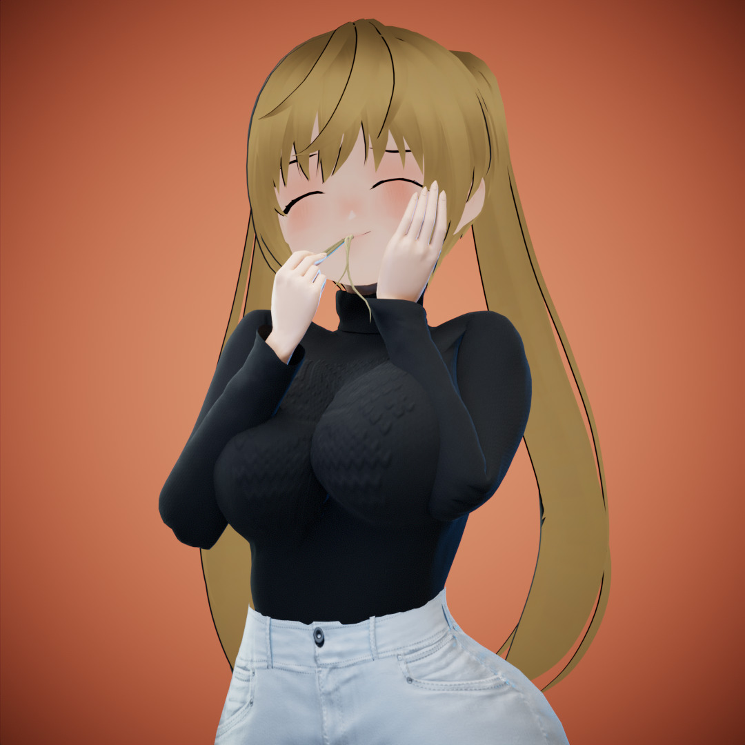 Game Sexy Anime Girl Character rigged - Yeon Low-poly 3D model_22