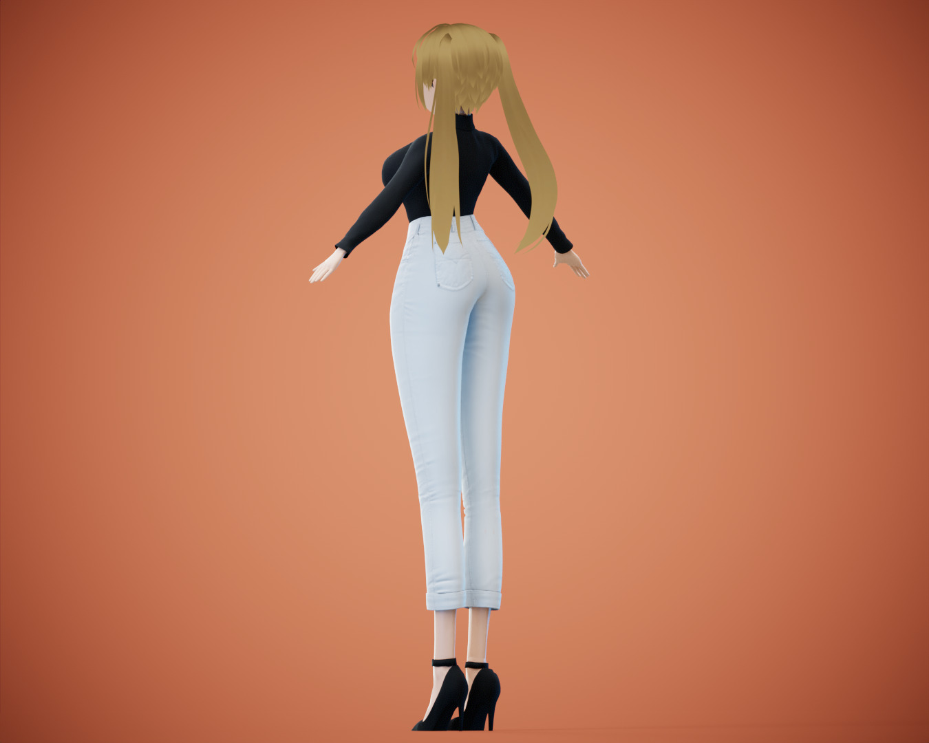 Game Sexy Anime Girl Character rigged - Yeon Low-poly 3D model_11