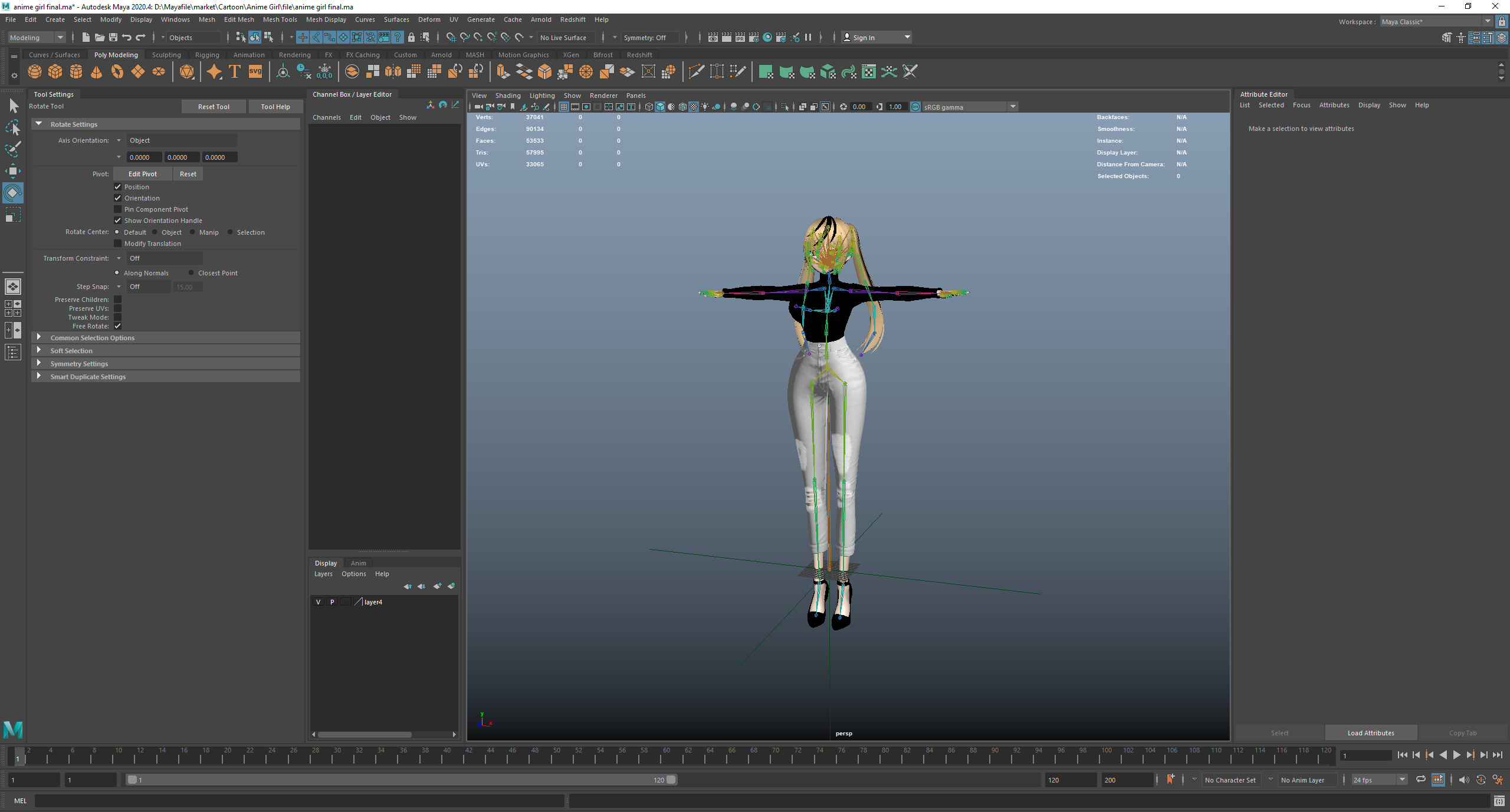 Game Sexy Anime Girl Character rigged - Yeon Low-poly 3D model_16
