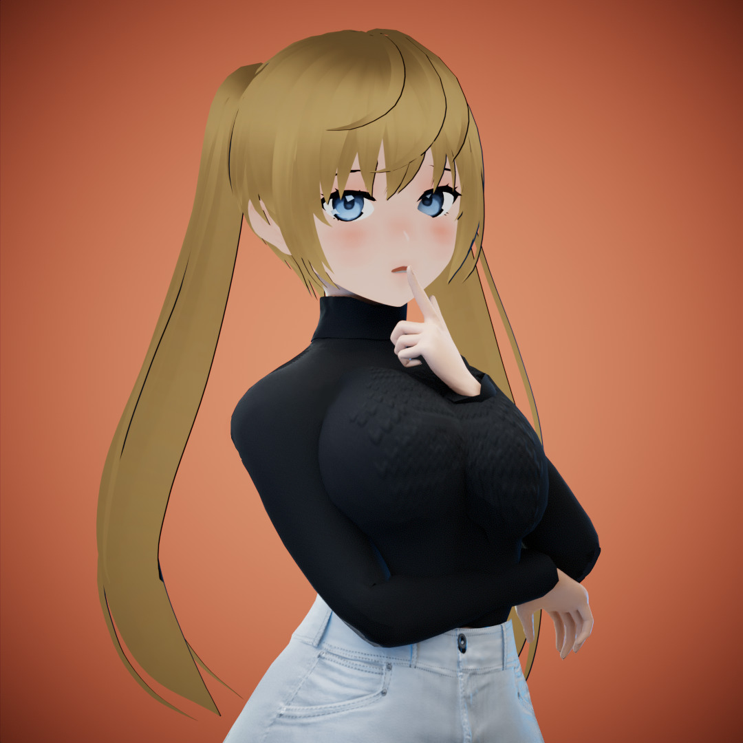 Game Sexy Anime Girl Character rigged - Yeon Low-poly 3D model_23