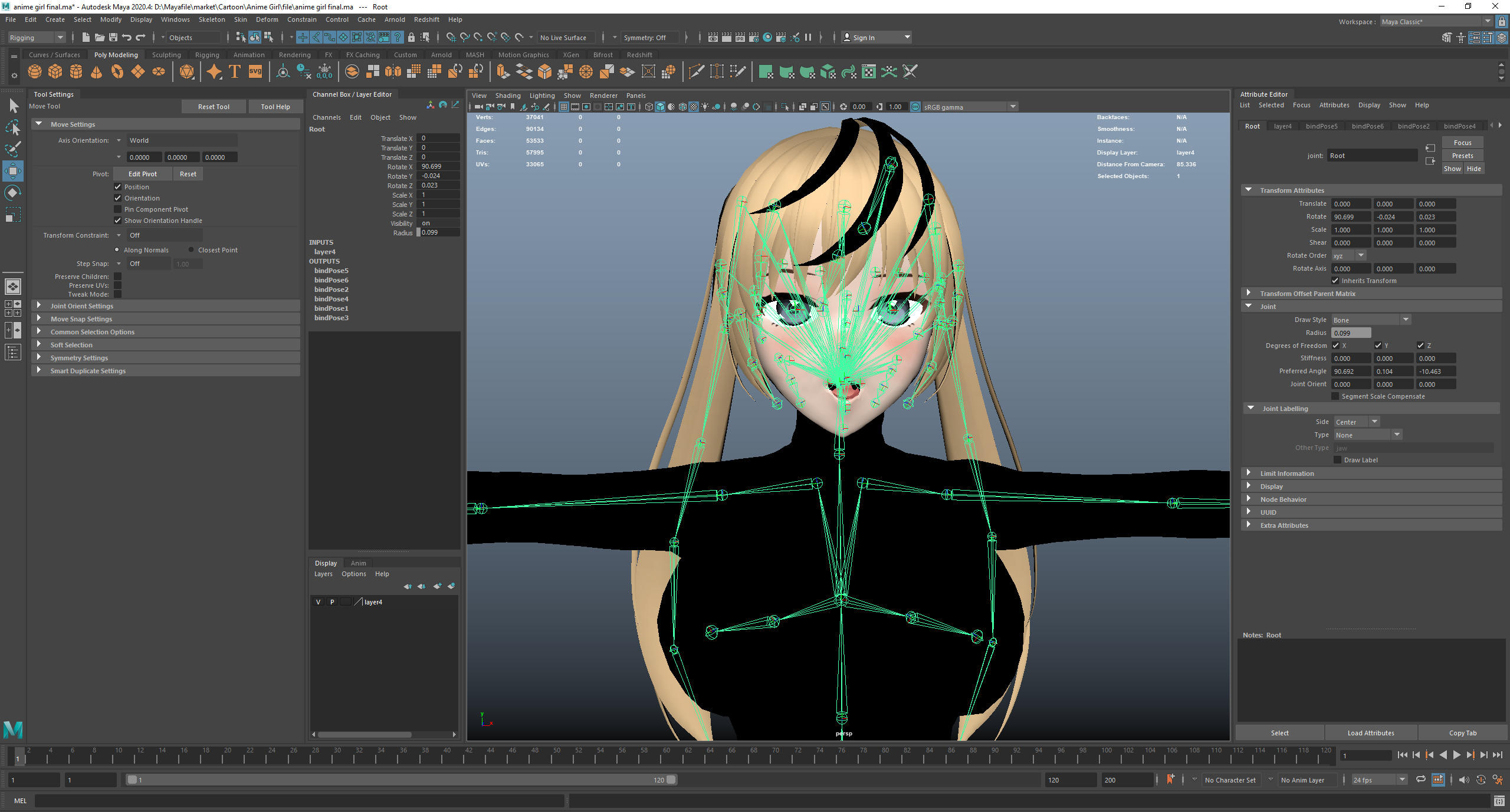 Game Sexy Anime Girl Character rigged - Yeon Low-poly 3D model_17