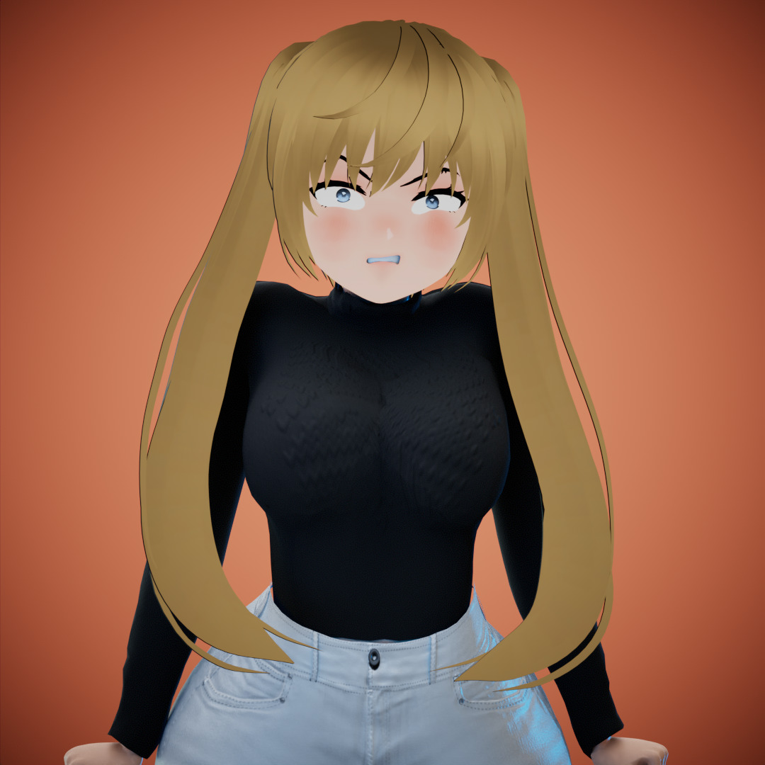Game Sexy Anime Girl Character rigged - Yeon Low-poly 3D model_21