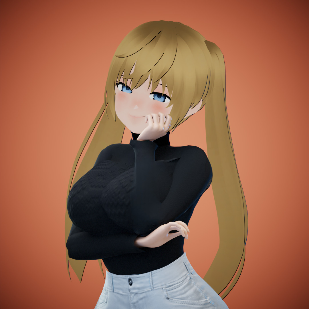 Game Sexy Anime Girl Character rigged - Yeon Low-poly 3D model_24