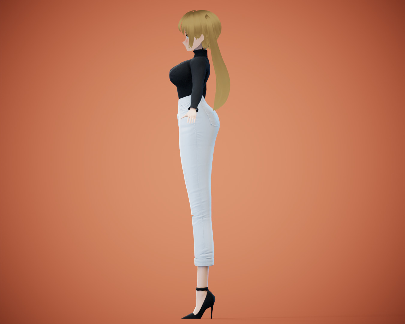 Game Sexy Anime Girl Character rigged - Yeon Low-poly 3D model_10