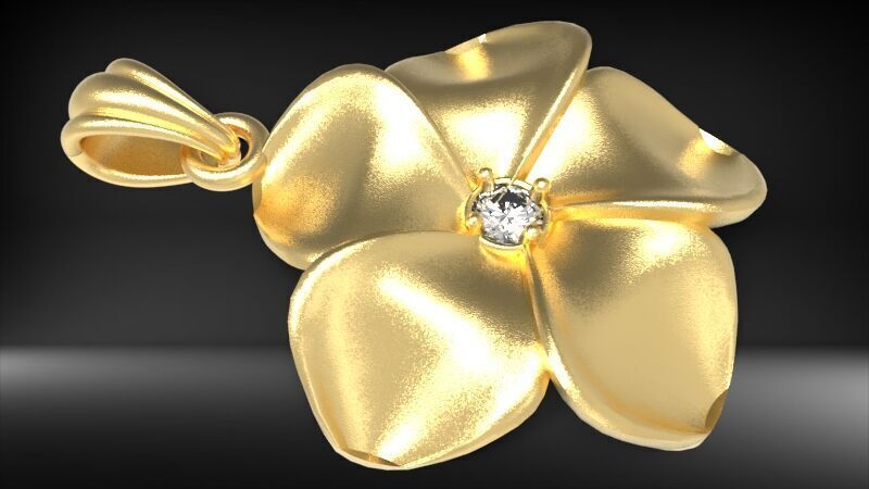 Beautiful Diamond Hawaiian  Plumeria Pendant Jewelry 3D print model_2