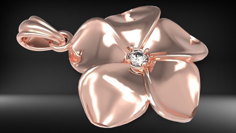Beautiful Diamond Hawaiian  Plumeria Pendant Jewelry 3D print model_7