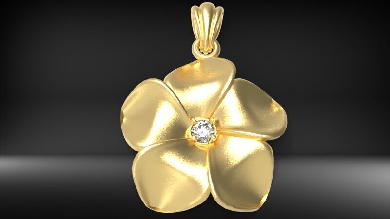 Beautiful Diamond Hawaiian  Plumeria Pendant Jewelry 3D print model_4