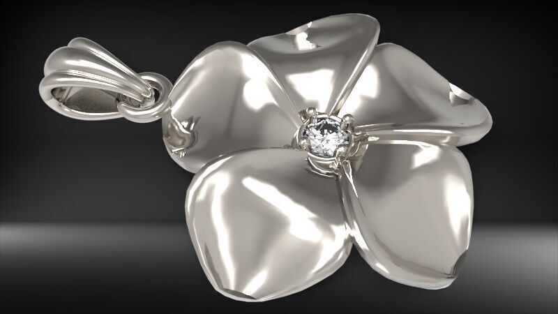 Beautiful Diamond Hawaiian  Plumeria Pendant Jewelry 3D print model_3