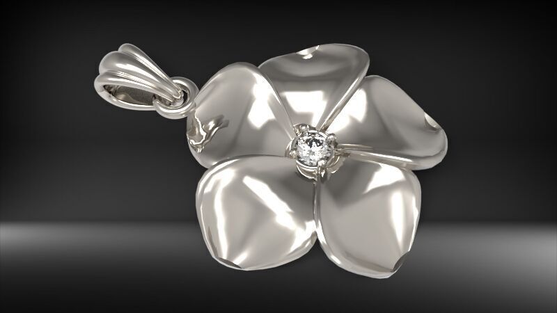 Beautiful Diamond Hawaiian  Plumeria Pendant Jewelry 3D print model_5
