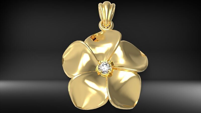 Beautiful Diamond Hawaiian  Plumeria Pendant Jewelry 3D print model_8