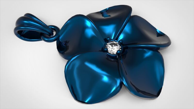 Beautiful Diamond Hawaiian  Plumeria Pendant Jewelry 3D print model_12