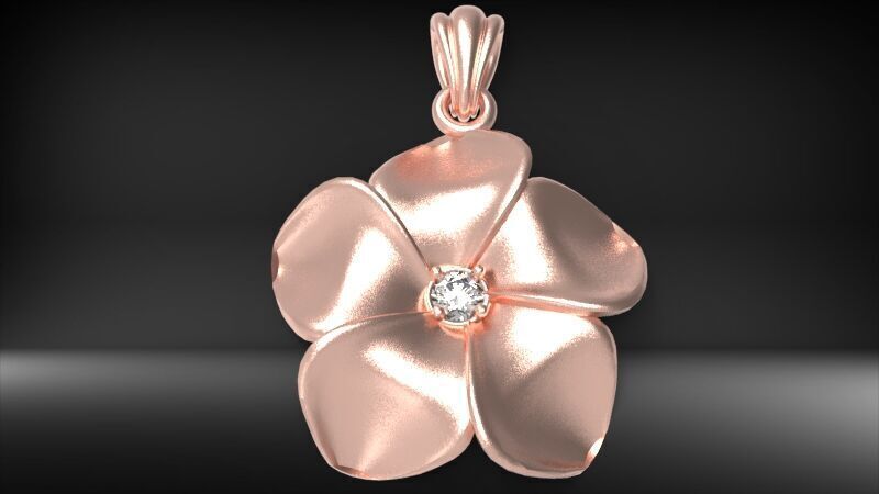 Beautiful Diamond Hawaiian  Plumeria Pendant Jewelry 3D print model_11
