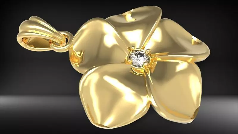 Beautiful Diamond Hawaiian  Plumeria Pendant Jewelry 3D print model_0