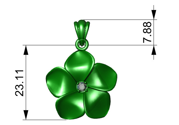 Beautiful Diamond Hawaiian  Plumeria Pendant Jewelry 3D print model_17