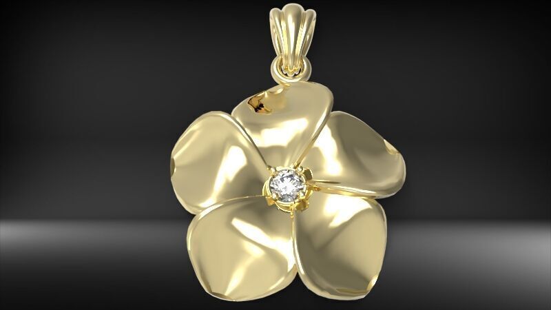 Beautiful Diamond Hawaiian  Plumeria Pendant Jewelry 3D print model_13