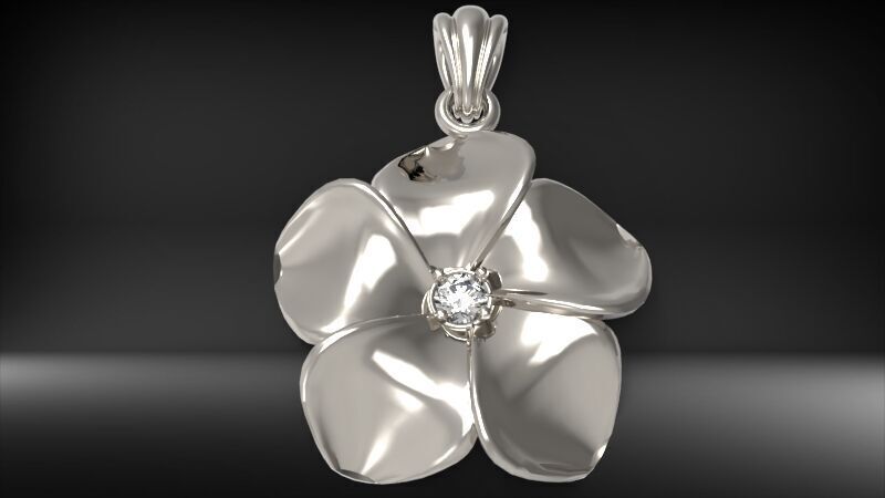 Beautiful Diamond Hawaiian  Plumeria Pendant Jewelry 3D print model_10