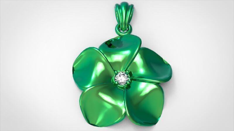 Beautiful Diamond Hawaiian  Plumeria Pendant Jewelry 3D print model_15