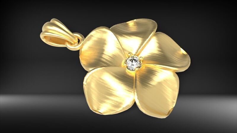 Beautiful Diamond Hawaiian  Plumeria Pendant Jewelry 3D print model_6
